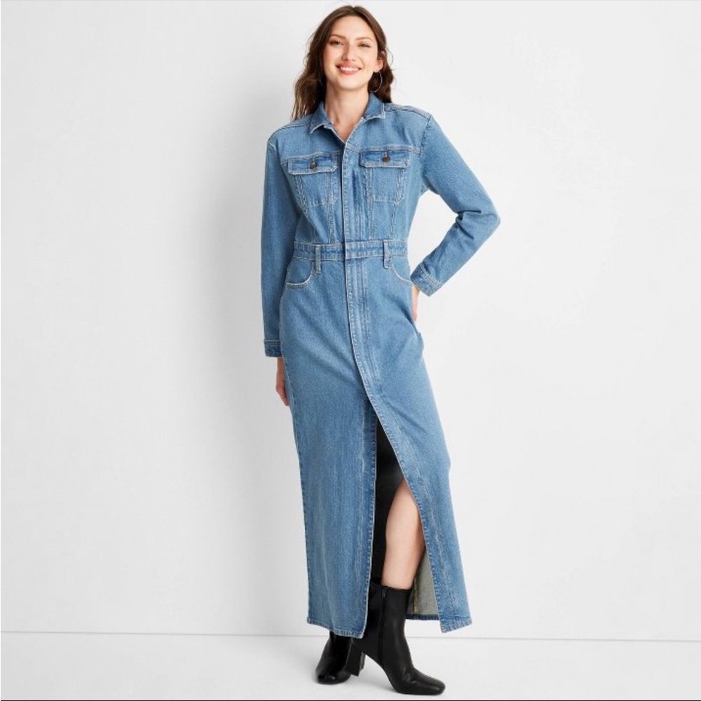 Universal Thread Blue Denim Maxi Dress
